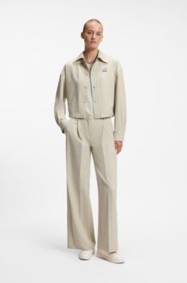 BOSS x AO pinstripe trousers, Light Beige