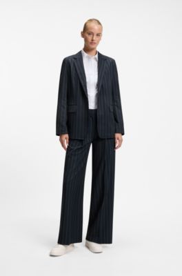 BOSS x AO pinstripe trousers, Patterned Dark Blue