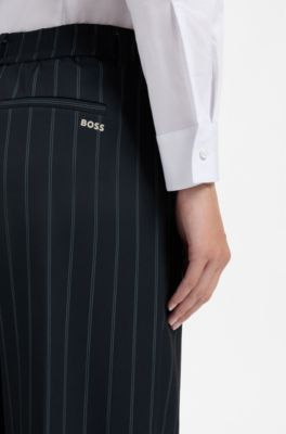 BOSS x AO pinstripe trousers, Patterned Dark Blue