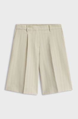 BOSS x AO pinstripe shorts, Light Beige
