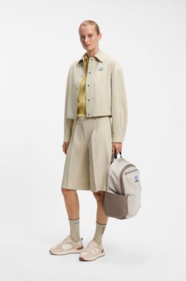 BOSS x AO pinstripe shorts, Light Beige