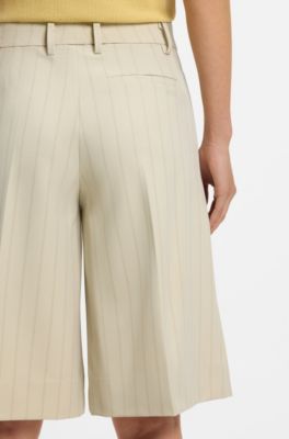 BOSS x AO pinstripe shorts, Light Beige