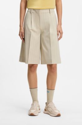 BOSS x AO pinstripe shorts, Light Beige