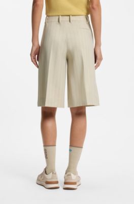 BOSS x AO pinstripe shorts, Light Beige