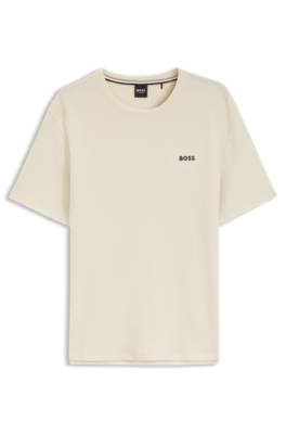 Waffle-structured pyjama T-shirt with embroidered logo 1