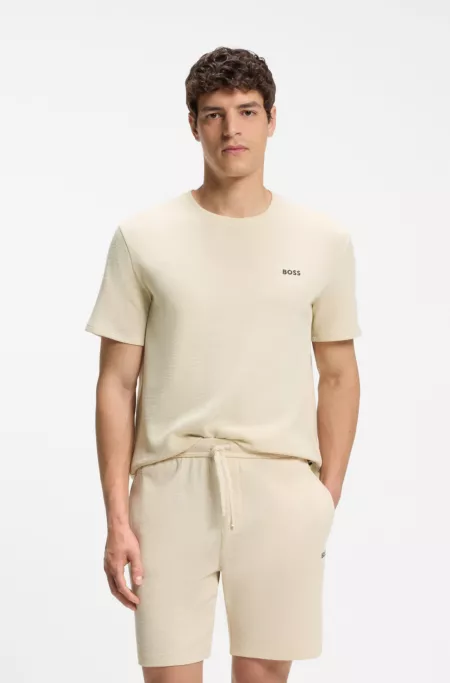T-shirt de pyjama gaufré avec logo brodé
