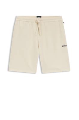 Waffle-structured pyjama shorts with embroidered logo 1