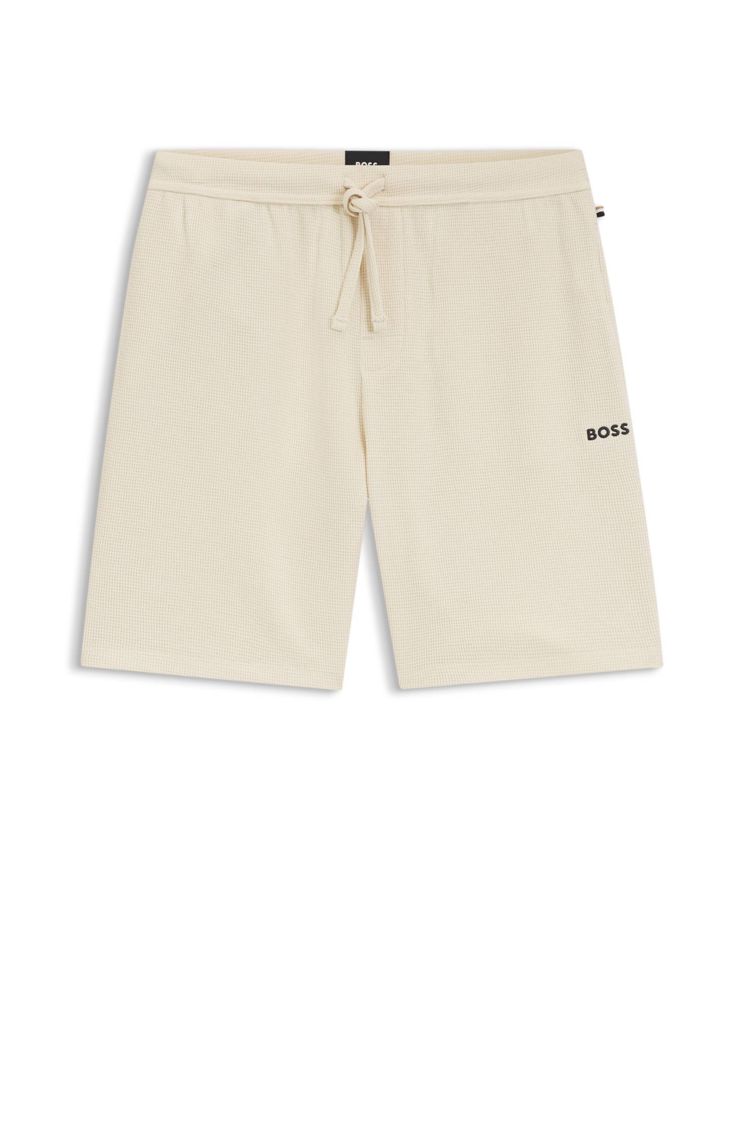 Boss Waffle-structured pyjama shorts with embroidered logo herr – bild 4
