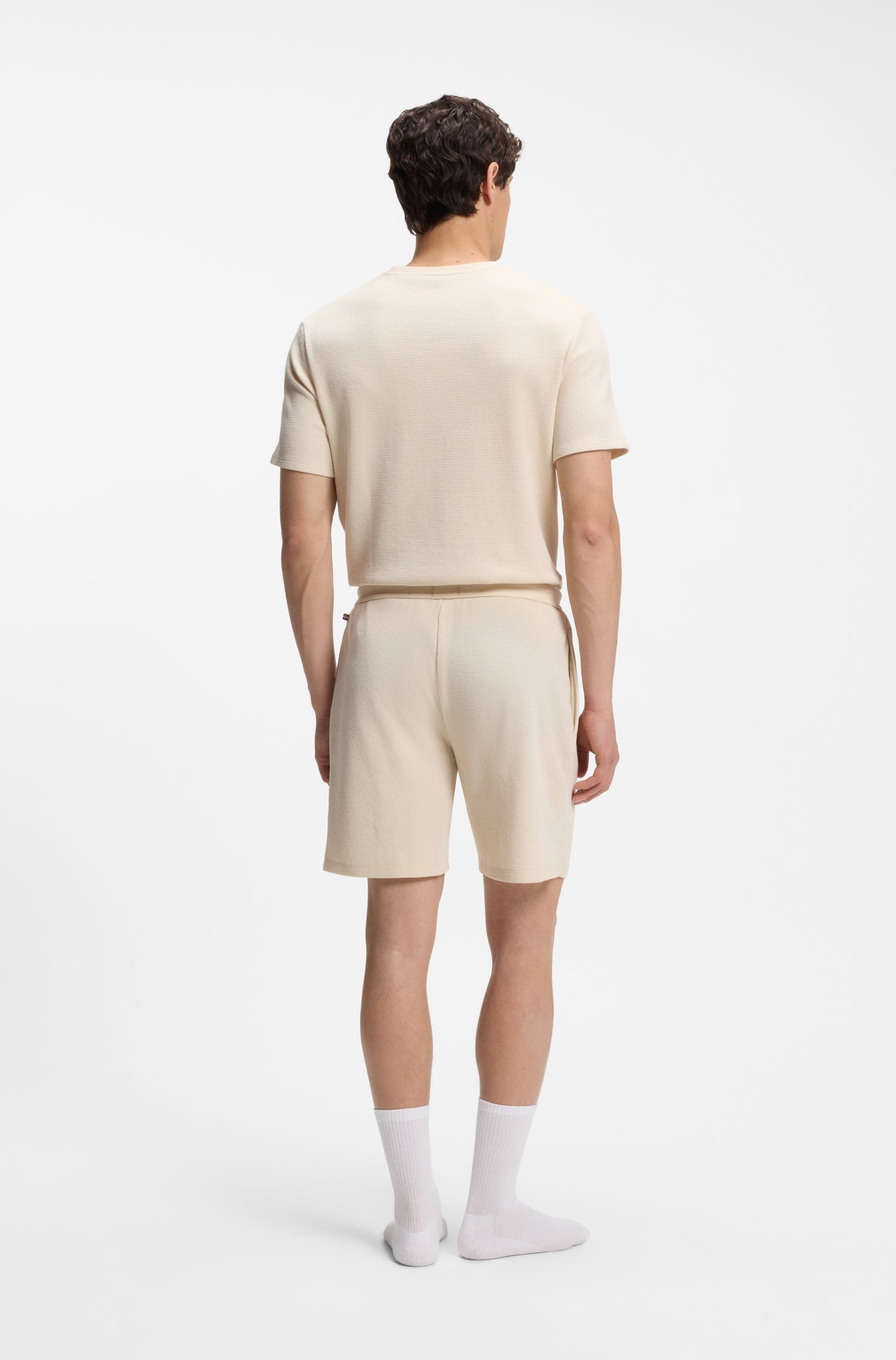 Boss Waffle-structured pyjama shorts with embroidered logo herr – bild 2