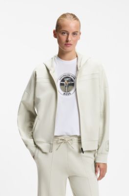 BOSS x AO zip-up hoodie, Light Beige