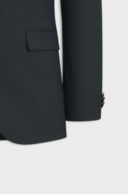 Three-piece extra-slim-fit suit with micro pattern, Dark Green