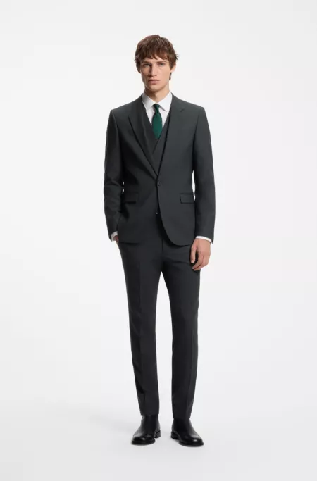 Three-piece extra-slim-fit suit with micro pattern