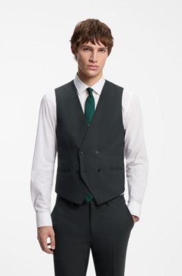 Three-piece extra-slim-fit suit with micro pattern, Dark Green