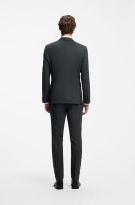 Three-piece extra-slim-fit suit with micro pattern, Dark Green
