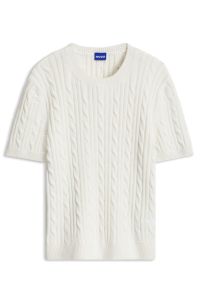 Cable-knit cotton sweater, Natural