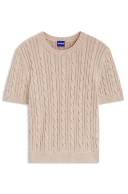 Cable-knit cotton sweater, Light Pink