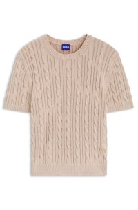 Cable-knit cotton sweater, Light Pink