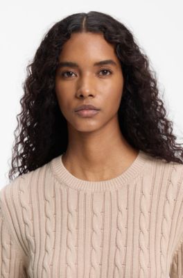 Cable-knit cotton sweater, Light Pink