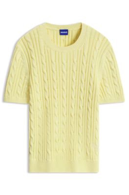 Cable-knit cotton sweater, Light Yellow