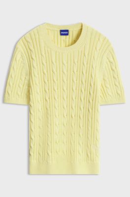 Cable-knit cotton sweater, Light Yellow