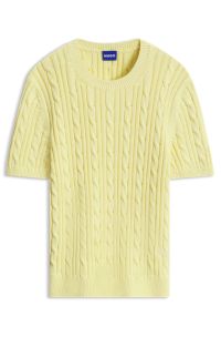 Cable-knit cotton sweater, Light Yellow