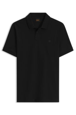 Slim-fit polo shirt in stretch-cotton piqu&eacute;, Black