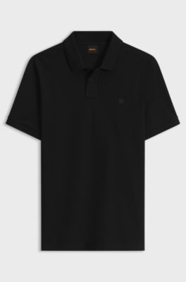 Slim-fit polo shirt in stretch-cotton piqu&eacute;, Black