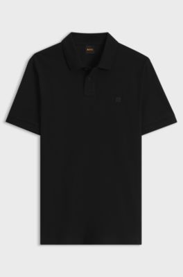 Slim-fit knit polo, Black