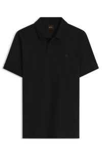 Slim-fit polo shirt in stretch-cotton piqu&eacute;, Black