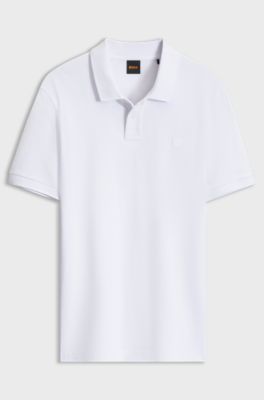 Slim-fit polo shirt in stretch-cotton piqu&eacute;, White