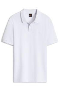 Slim-fit polo shirt in stretch-cotton piqu&eacute;, White