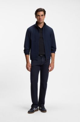 Slim-fit knit polo, Dark Blue