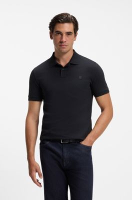 Slim-fit knit polo, Dark Blue