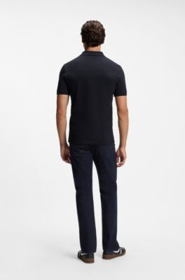 Slim-fit knit polo, Dark Blue
