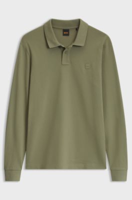 Stretch-cotton polo shirt, Olive