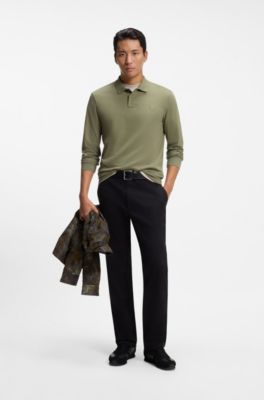Stretch-cotton polo shirt, Olive