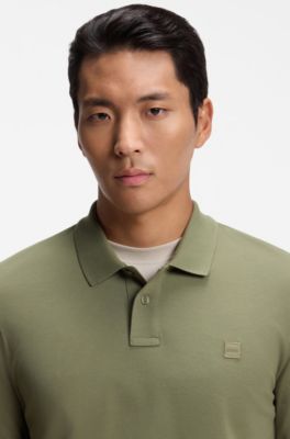 Stretch-cotton polo shirt, Olive