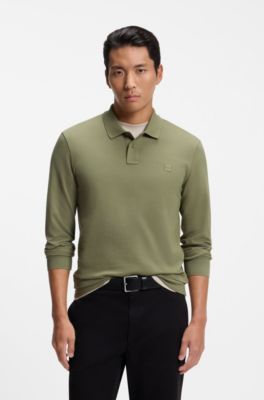Stretch-cotton polo shirt, Olive