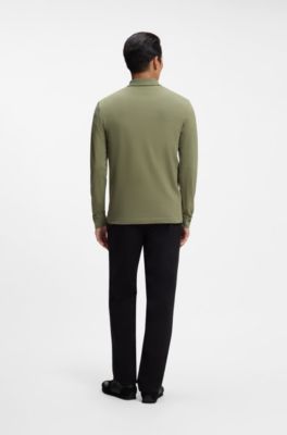 Stretch-cotton polo shirt, Olive