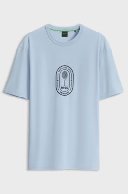 BOSS x AO crest-logo T-shirt, Light Blue