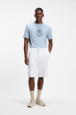 BOSS x AO crest-logo T-shirt, Light Blue