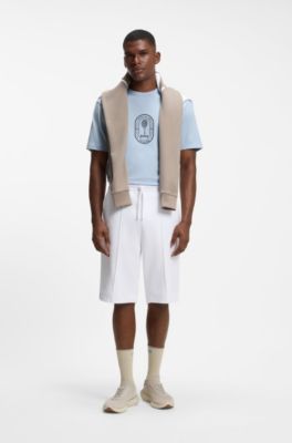 BOSS x AO crest-logo T-shirt, Light Blue