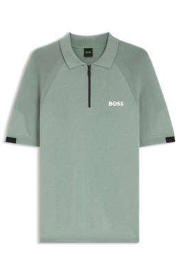Zip-neck knit polo with body-mapping design 1