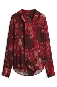 Floral-print blouse, Red Patterned