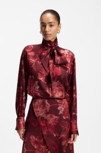 Floral-print blouse, Red Patterned