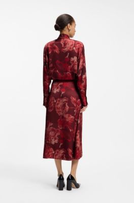 Floral-print blouse, Red Patterned