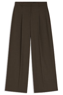 Broek van stretchmateriaal met wijde pijpen en voorplooien
