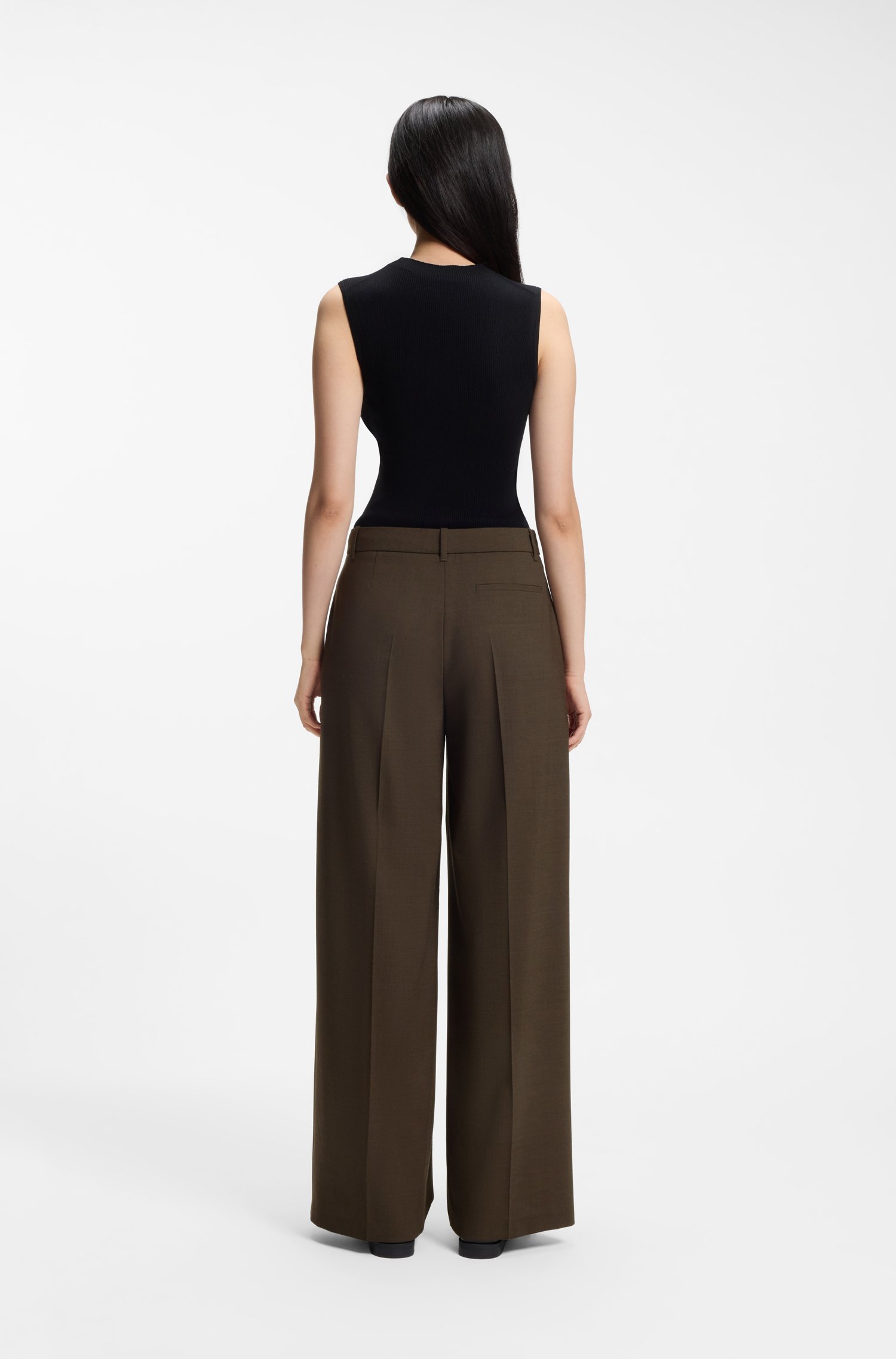 Boss Wide-leg trousers in stretch fabric with front pleats byxor dam – bild 2