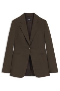 Single-breasted blazer in melange virgin wool, Brown