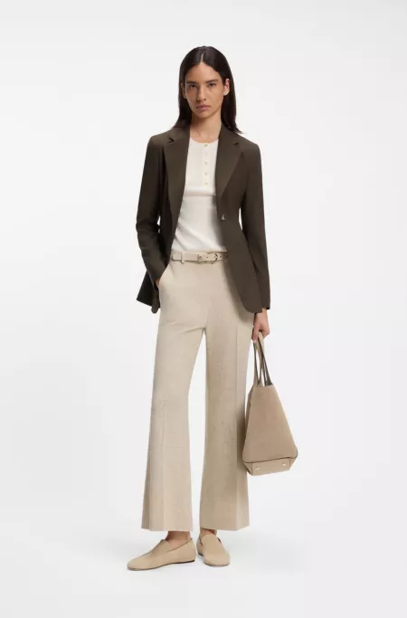 Single-breasted blazer in melange virgin wool
